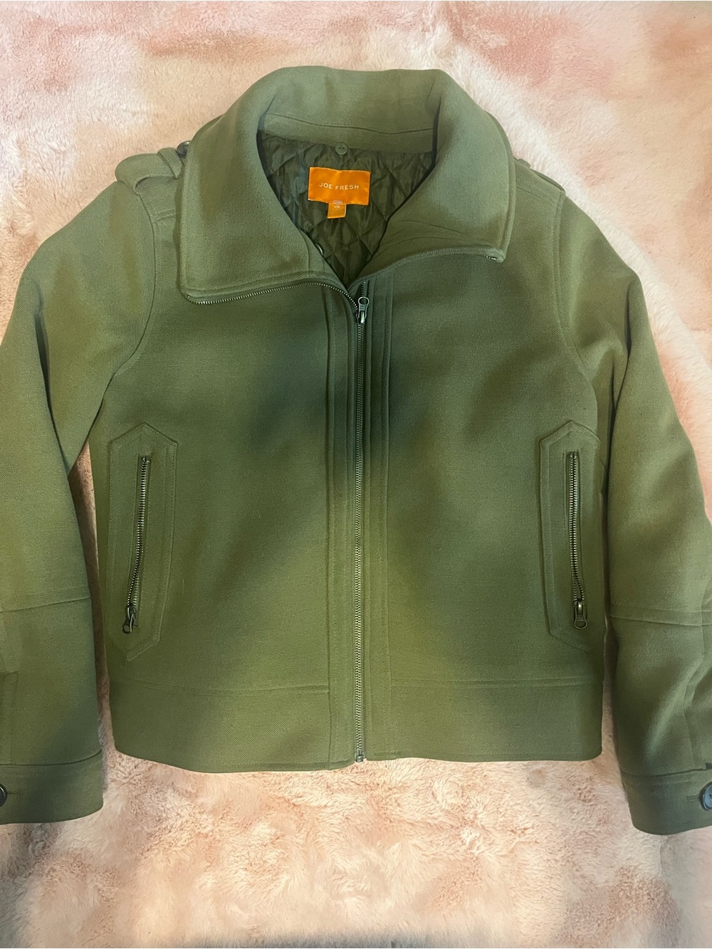 Joe Fresh Olive Green Quilted-Lined women’s military style Jacket